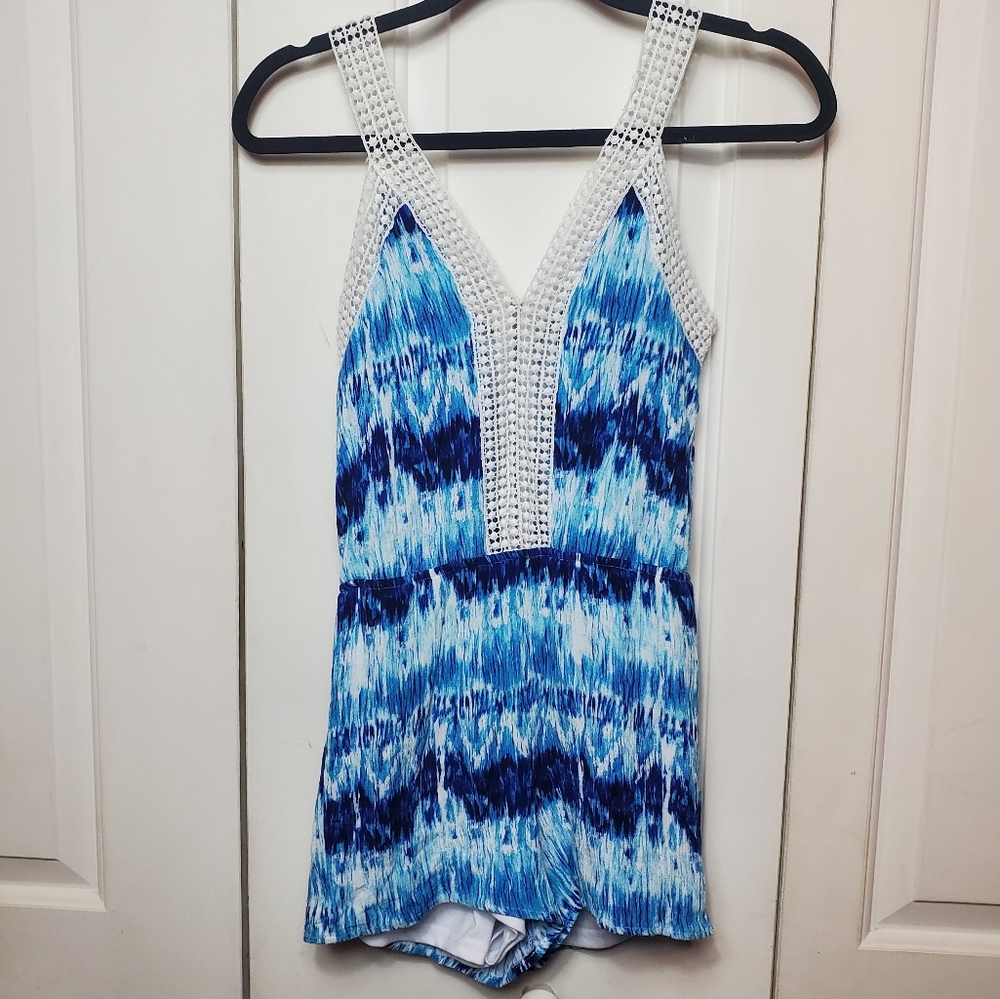 Charlotte Russe Blue Tie Dye Romper Small